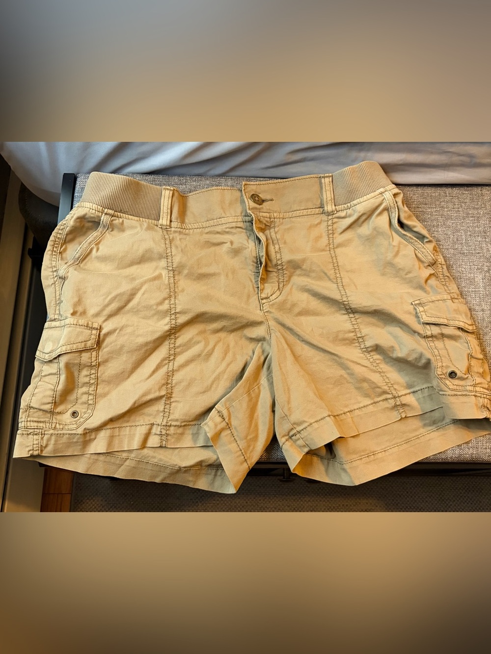 Sonoma Light Khaki Elastic-Waist Bermuda Shorts